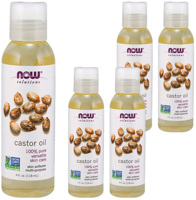 NOW Foods 純蓖麻保濕油, 118ml, 5瓶