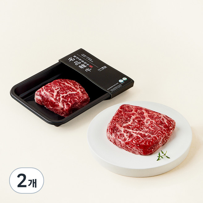 횡성한우 숙성등심 1++등급 스테이크용 (냉장), 2개, 200g