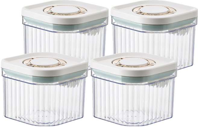 小麥購物 大容量真空防潮密封罐 L1434 透明色 800ml, 4組, 1個容器 + 1個蓋子