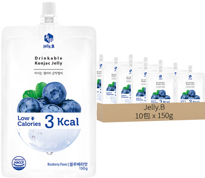 Jelly.B 低卡蒟蒻果凍 藍莓味, 150g, 10包