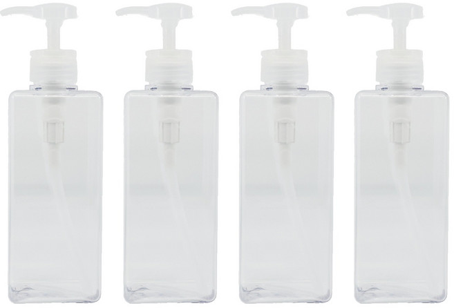 뉴앤룩 사각 리필용기 디스펜서 일반형 650ml, 01 투명, 4개