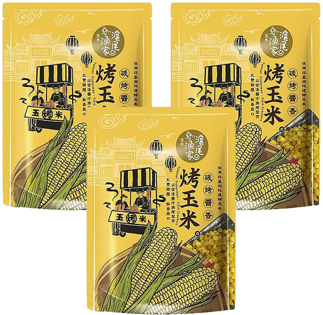 滬尾漁家 烤玉米 醬香風味, 70g, 3包