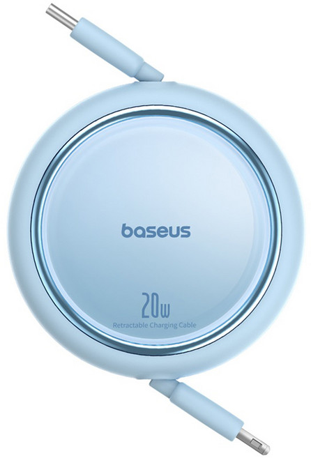 베이스어스 Free2Pull C타입 애플8핀 아이폰 고속 충전 접이식 케이블 20W, 1m, 블루, 1개