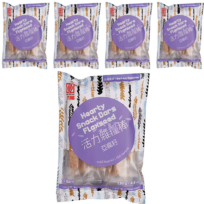 六福 活力雜糧棒 亞麻籽, 130g, 5袋