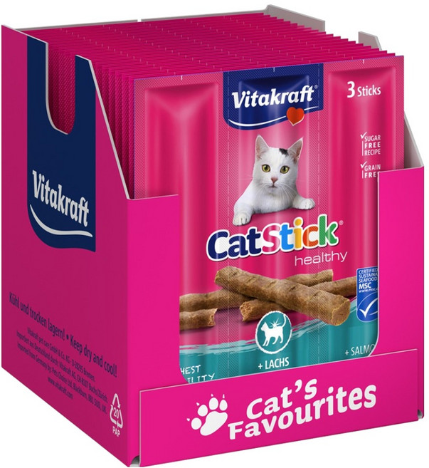 비타크래프트 캣스틱 간식 3p, 혼합맛(연어/오메가3), 18g, 20개