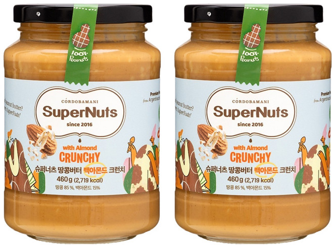 슈퍼너츠 땅콩버터 백아몬드 크런치, 460g, 2개