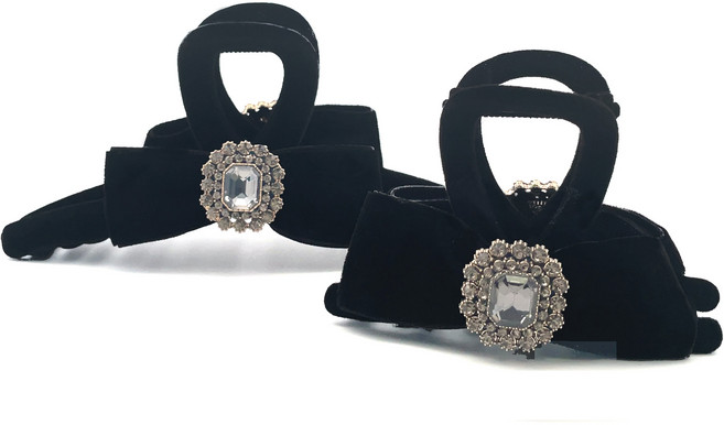 스타일플래닛 플로리아 큐빅 벨벳 헤어 집게핀 2종 세트