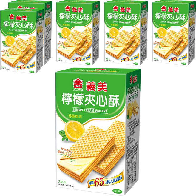 義美 夾心酥 檸檬風味 3包入, 75g, 6盒