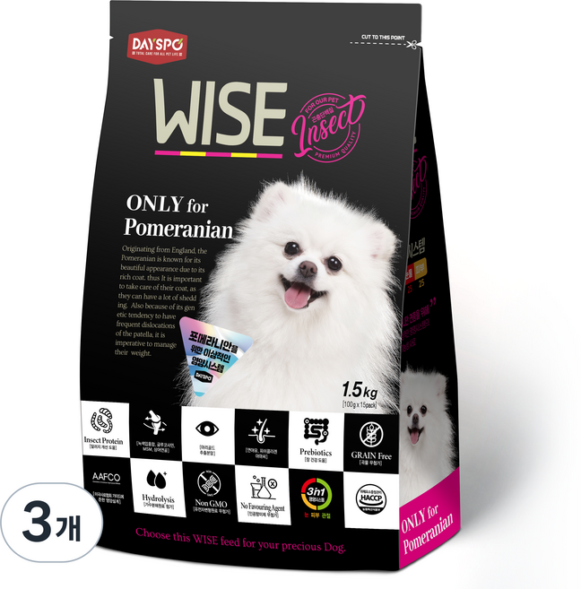 데이스포 강아지 와이즈 인섹트 기능성 사료, 3개