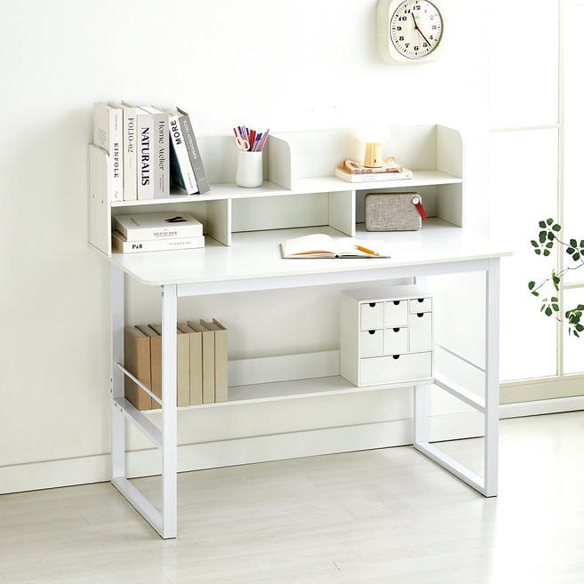 코멧 올 화이트 멀티 사각 선반형 철제책상 1200