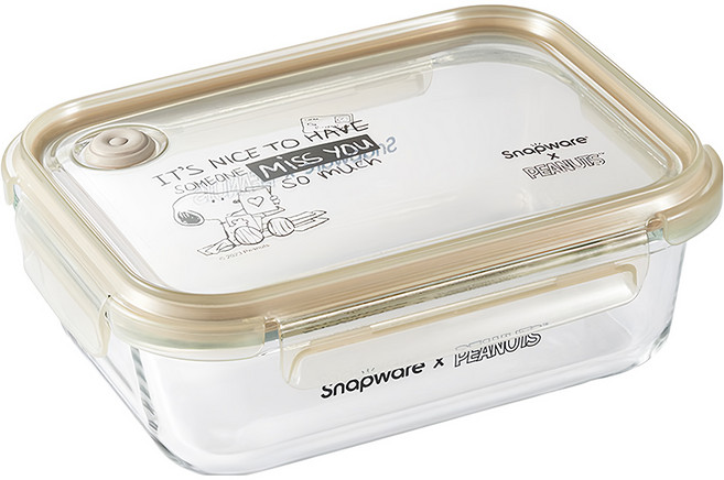 Corelle Brands 康寧餐具 Snapware SNOOPY 耐熱玻璃保鮮盒 1090ml, 復刻黑白, 1個