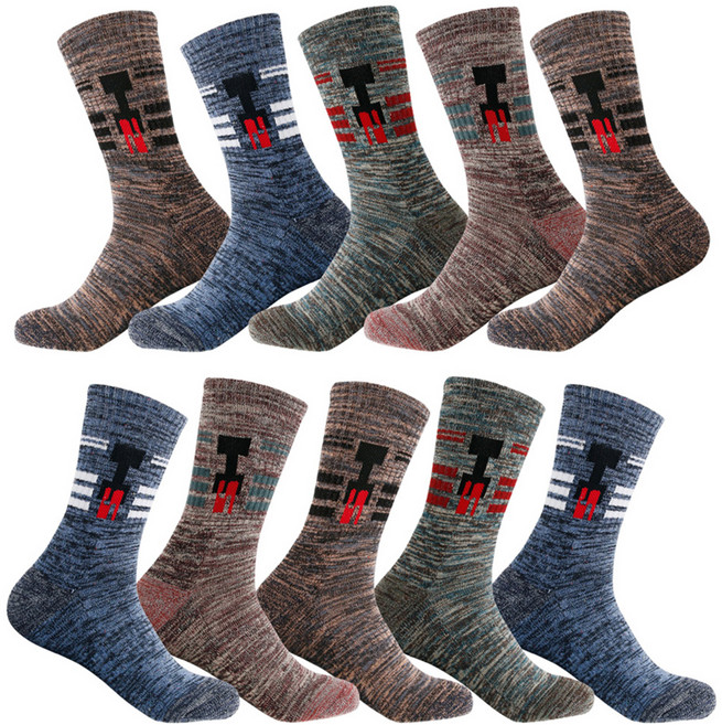 에이치투 남성용 이중바닥 등산양말 장목 세트, 랜덤발송, 10개