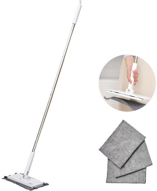 롯데이라이프 다용도 원터치 밀대걸레 + 극세사 걸레 3p 세트, 1세트