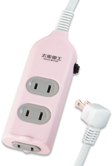 MAX STAR 太星電工 彩色安全三插座延長線 2P 15A 混合顏色, 15m, 1條