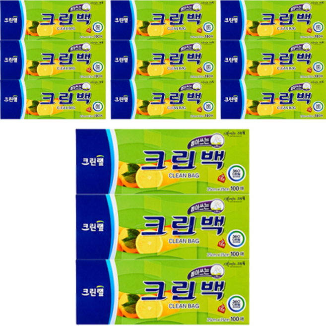크린랩 뽑아쓰는 크린백 중 25cm x 35cm, 중(M), 100개입, 12개