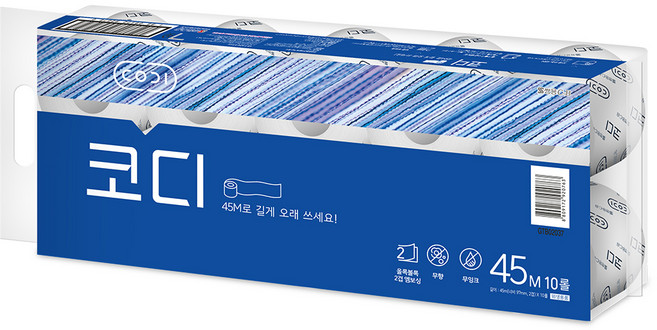 코디 롤화장지 파워엠보싱 2겹, 45m, 10롤, 1개
