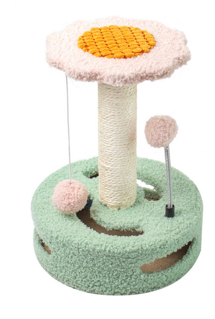 가또 고양이 해바라기 더블 볼 미니 캣타워, 그린, 1개