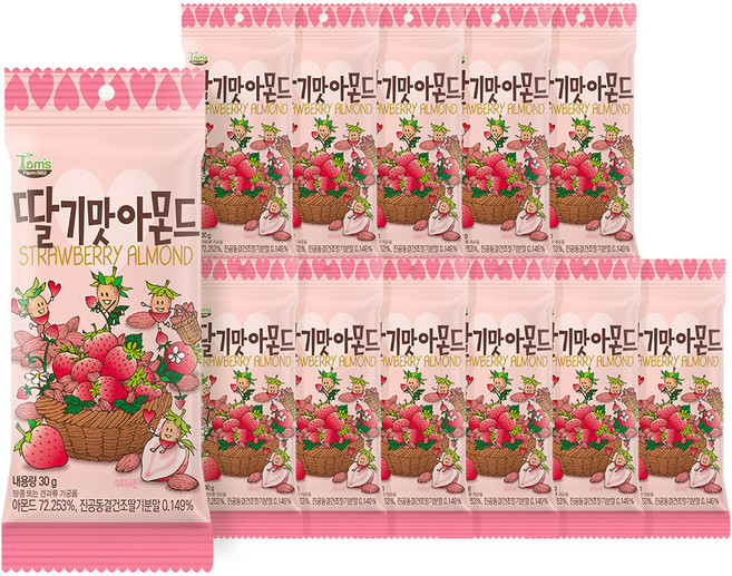 탐스팜 딸기맛 아몬드, 30g, 12개