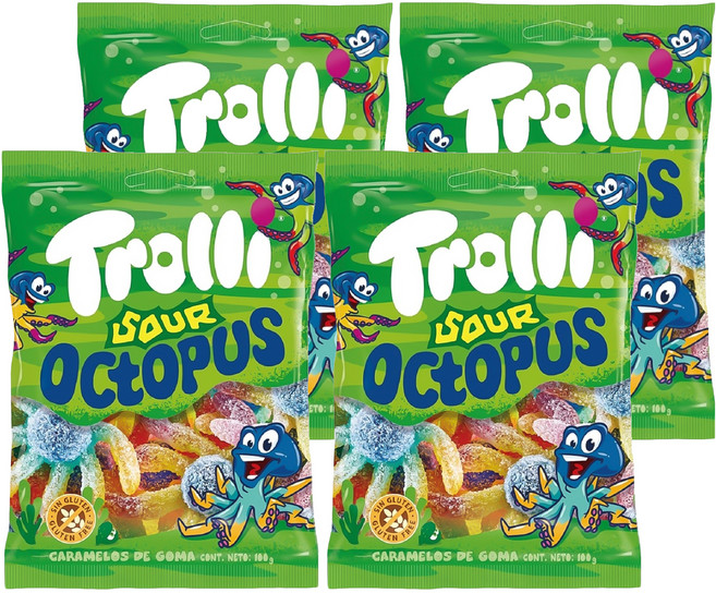Trolli 多利軟糖 爆酸味章魚造型, 100g, 4個