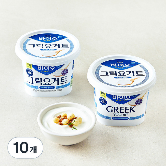 매일바이오 그릭요거트 무가당 플레인, 400g, 10개