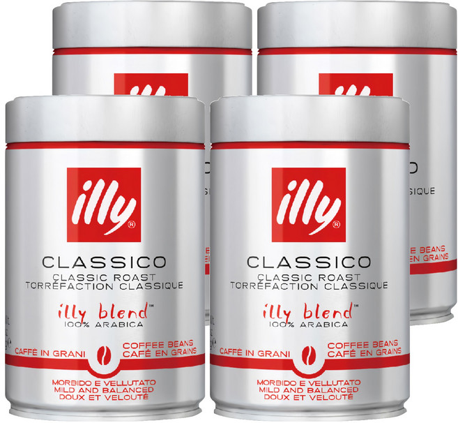 illy 意利咖啡 中培 100%阿拉比卡 250g, 咖啡豆(無研磨), 4罐