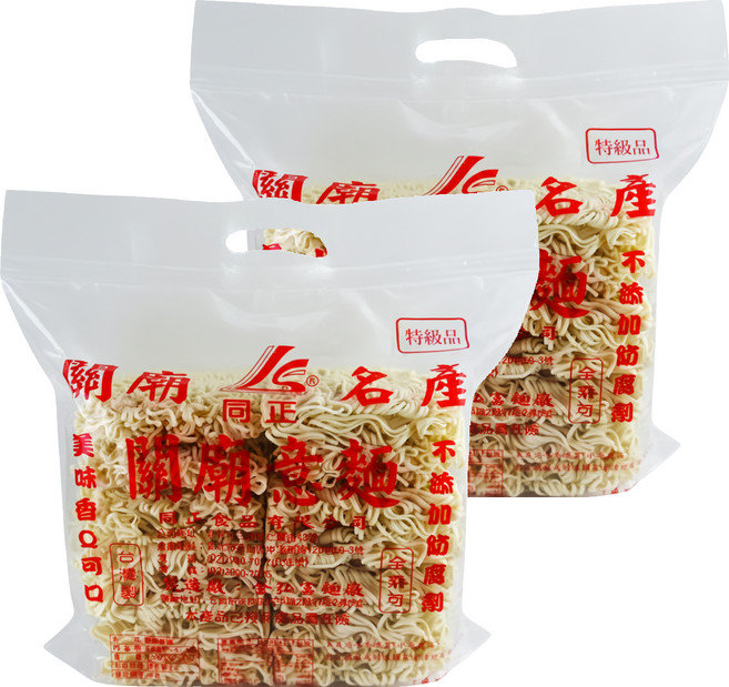 同正 關廟意麵 手工製作日曬麵 拉鏈袋包裝, 1.2kg, 2包