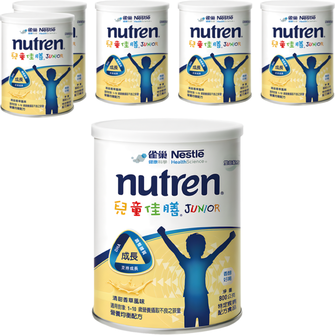 雀巢健康科學 nutren 佳膳 兒童佳膳雙益配方奶粉, 6個, 800g