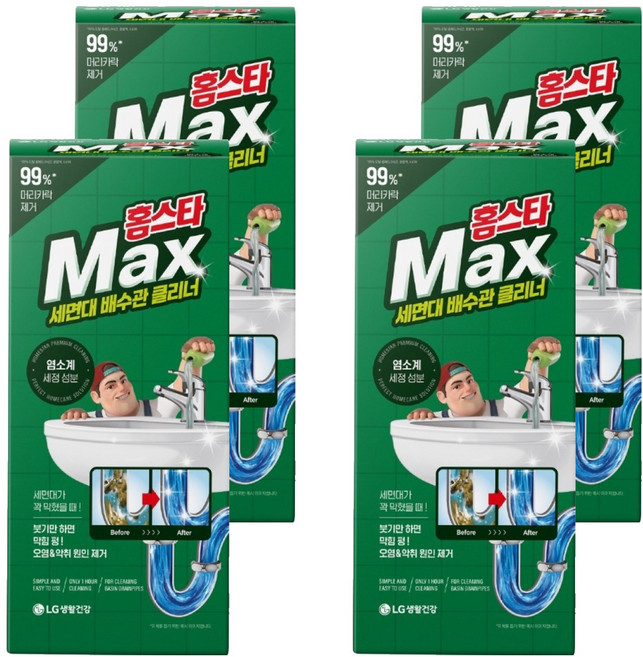 홈스타 맥스 세면대 배수관 클리너, 230ml, 4개