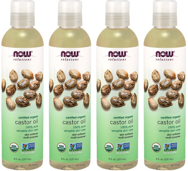 NOW Foods 純蓖麻保濕油, 237ml, 4瓶