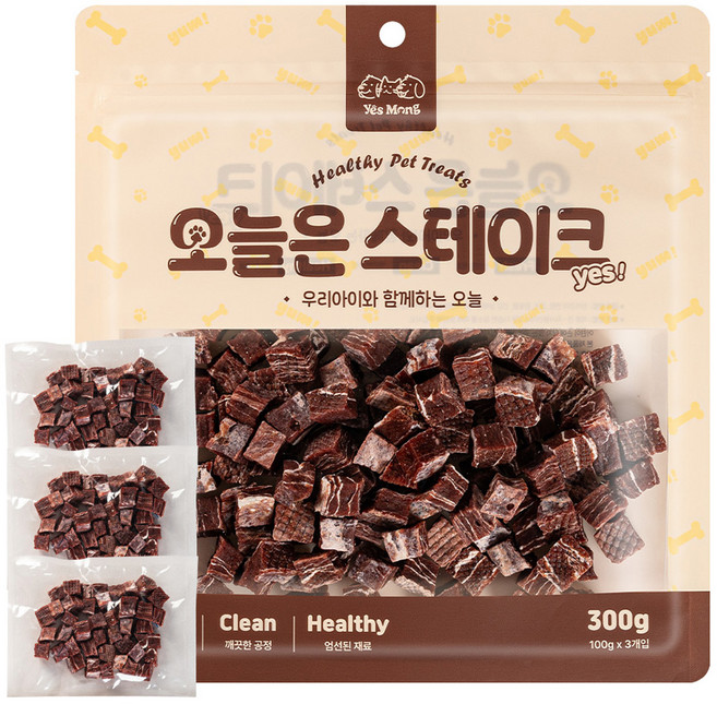 예스몽 오늘은 스테이크 강아지 간식, 소고기 큐브, 300g, 1개