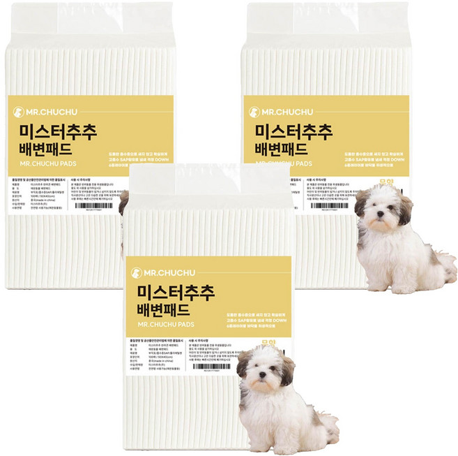 미스터추추 강아지 배변패드 18g, 100개입, 3개