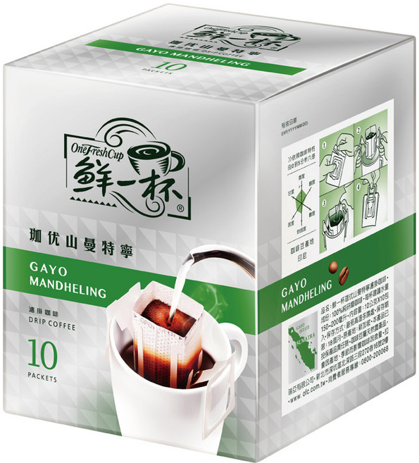 鮮一杯 珈优山曼特寧濾掛咖啡, 10g, 10包, 1盒