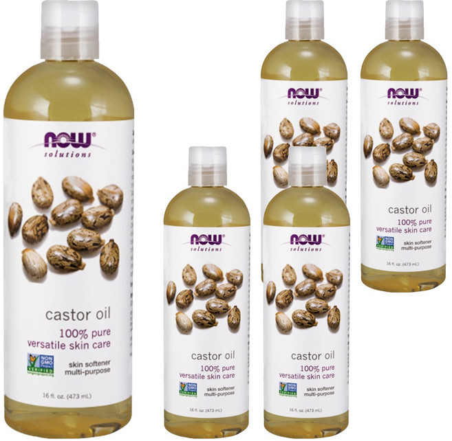 NOW Foods 純蓖麻保濕油, 473ml, 5瓶