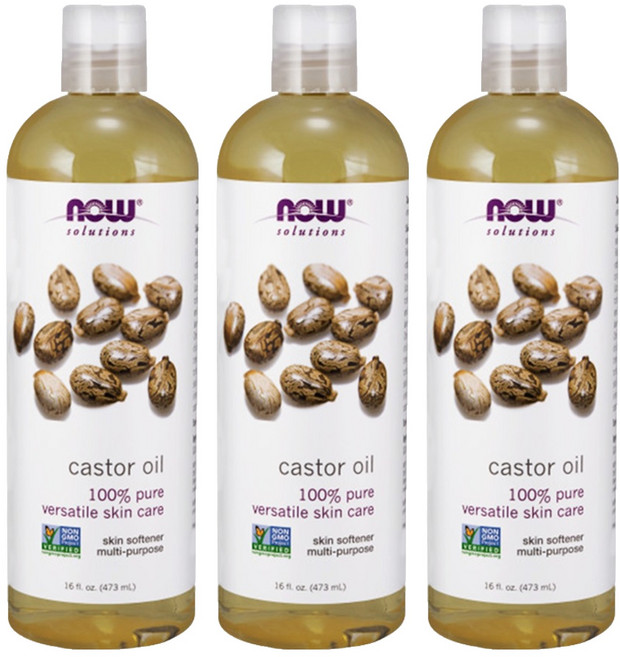 NOW Foods 純蓖麻保濕油, 473ml, 3瓶