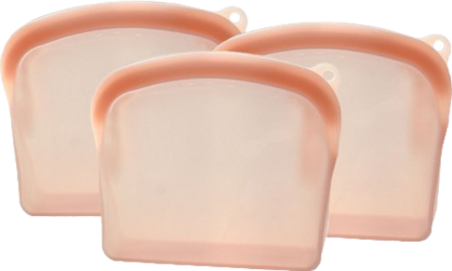 프렐류드 멜로우 실리콘 지퍼백 핑크, 3개, 2L