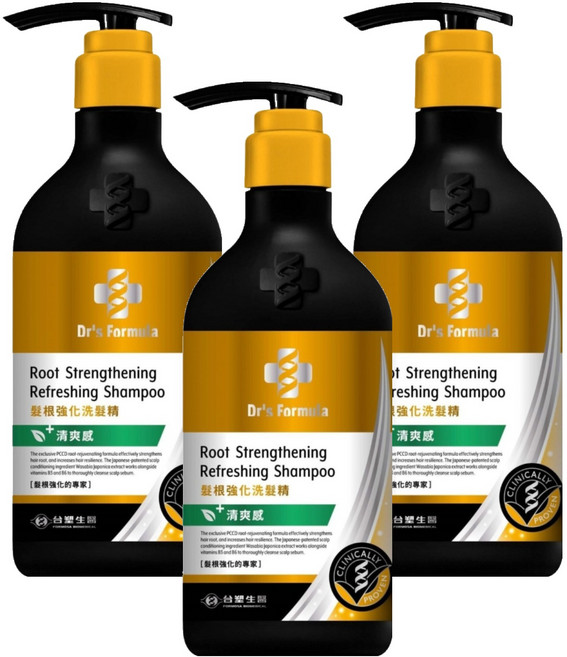 台塑生醫 Dr's Formula 髮根強化洗髮精 清爽感, 580g, 3瓶