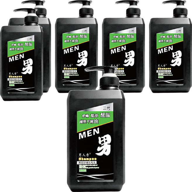 MEN 男人香 薄荷涼感洗髮乳, 1L, 6瓶
