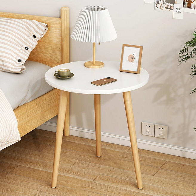 오브민 원형 우드 사이드 협탁 테이블 400 x 500 mm, 400 화이트우드