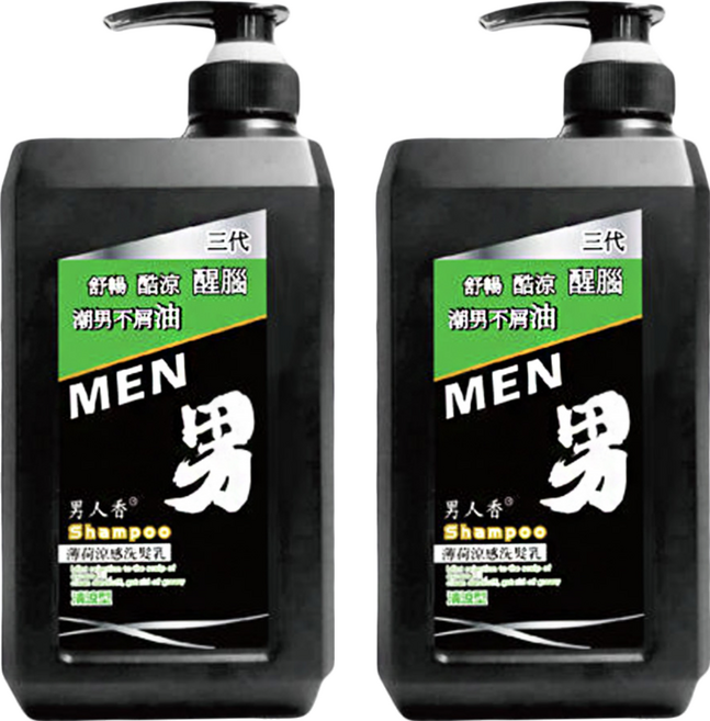 MEN 男人香 薄荷涼感洗髮乳, 1L, 2瓶