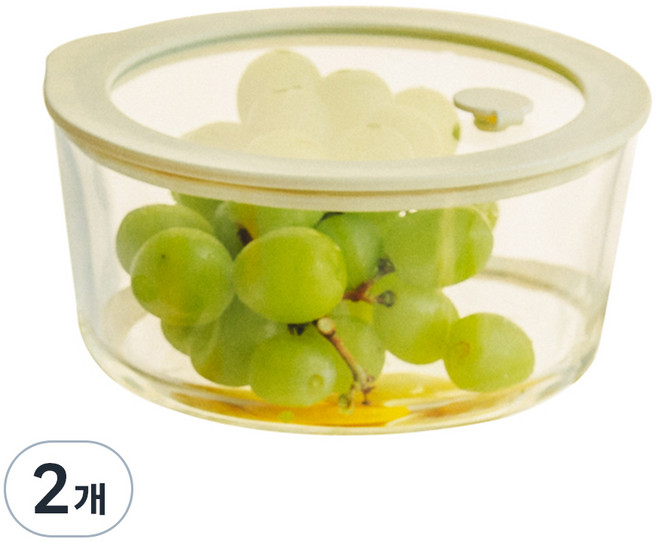 닥터하우스 글림 내열유리 밀폐용기 오븐 사용가능 원형 1650ml, 2개, 단품