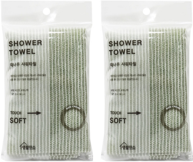 생활미소 대나무 샤워타월, 1매입, 2개