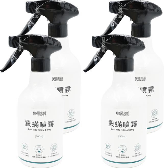 HUKUROU 福來朗 殺蟎除蟎噴霧, 500ml, 4瓶