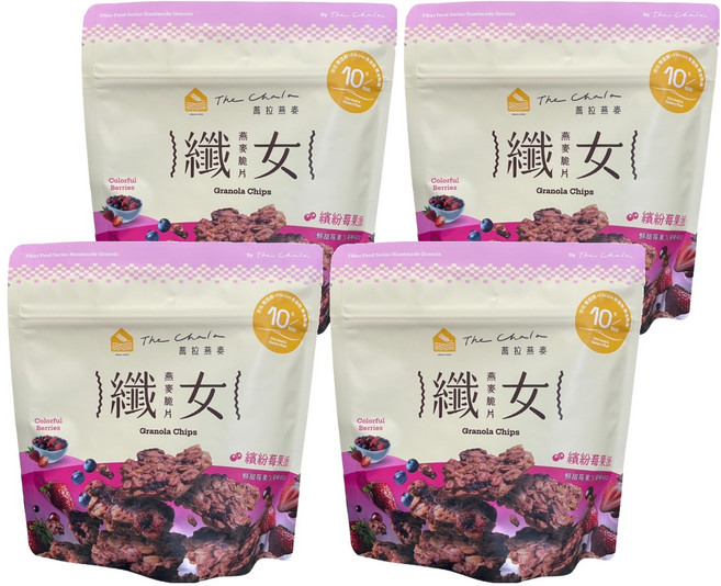 The Chala 蕎拉燕麥 纖女燕麥脆片 全素 繽紛莓果派, 130g, 4包