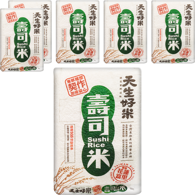 天生好米 花蓮契作壽司米, CNS二等, 1.5kg, 6包