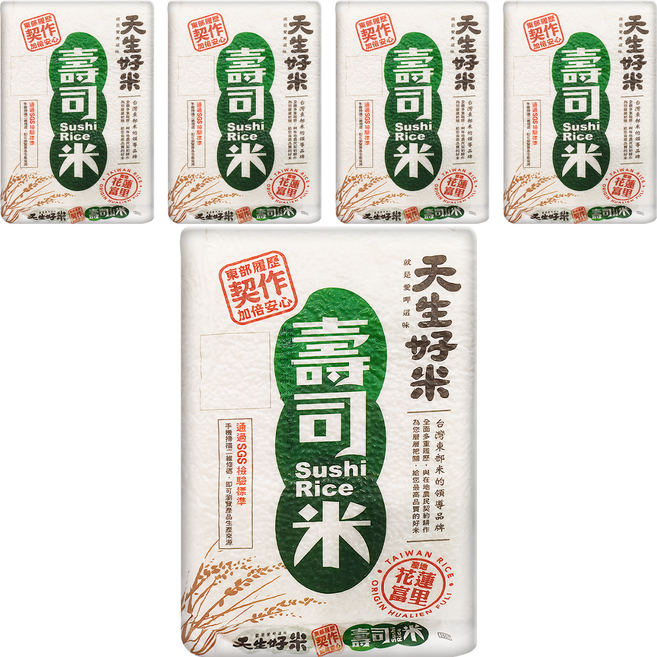 天生好米 花蓮契作壽司米, CNS二等, 1.5kg, 5包