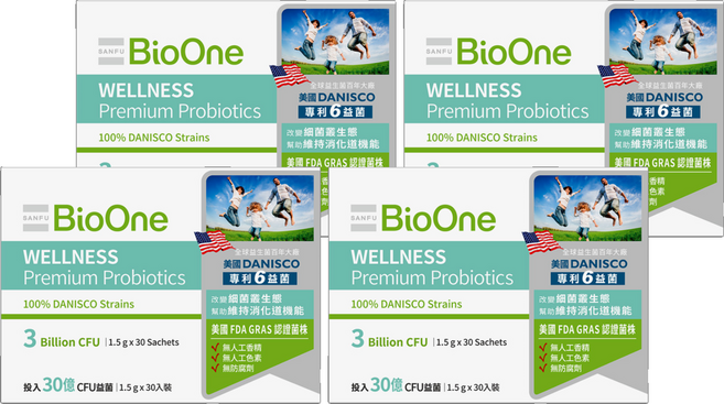 BioOne 碧而優 WELLNESS Premium 超級益生菌 1.5g, 30包, 4盒