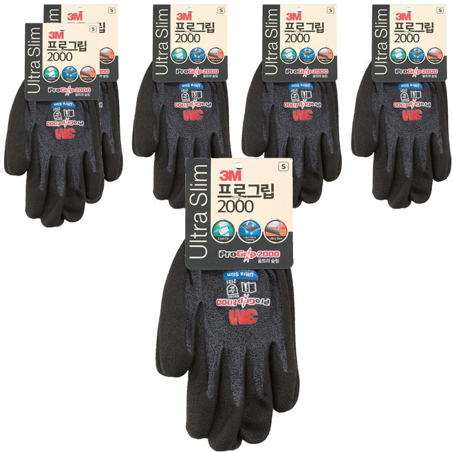 쓰리엠 프로그립 2000 울트라 슬림 장갑, 혼합색상, 6개