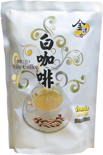 啡茶不可 金活力 2合1無糖白咖啡, 20g, 15入, 1袋