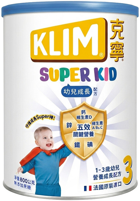 KLIM 克寧 Super Kid 幼兒營養成長配方奶粉 3號, 800g, 1罐