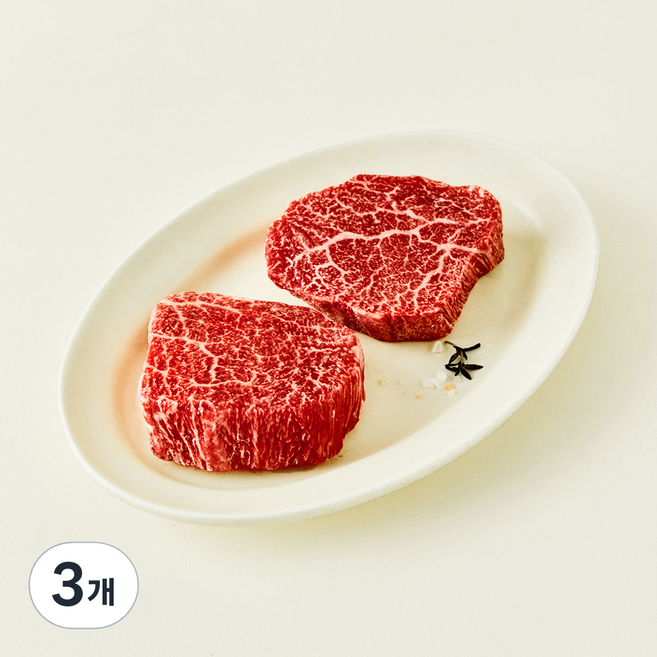 우미우 1++(9) 한우 암소 안심 구이용 (냉장), 200g, 3개